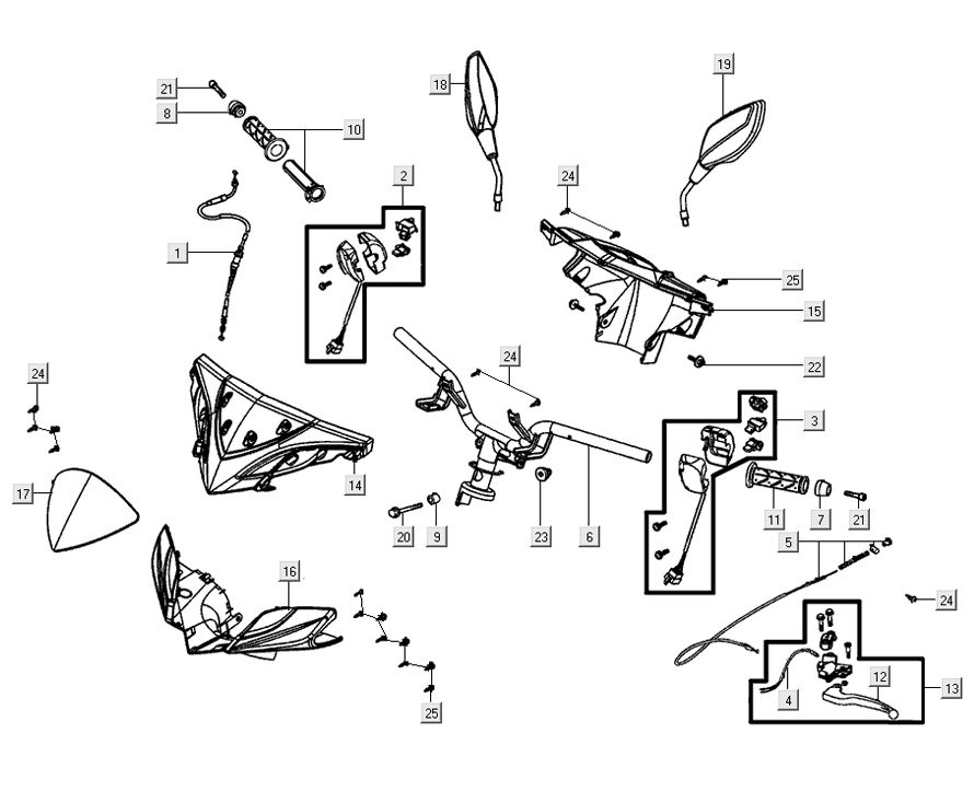 Stuur - Onderdelen stuur Kymco Super8 Street 50 4-takt rood