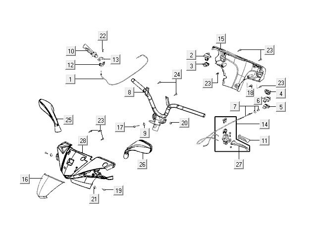Stuur - Onderdelen stuur Kymco VP50 4-takt ACzwart
