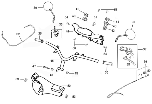 Stuur - Onderdelen stuur Lintex HT50QT-12 mat donkerblauw