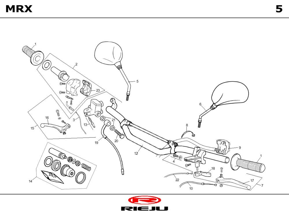 Stuur - Onderdelen stuur - Spiegels Rieju MRX castrol 2001 2-takt