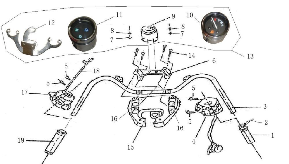 Stuur - Onderdelen stuur Turbho RG50 antraciet