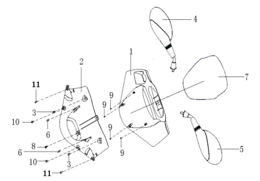 Stuurkappen- Spiegels Generic Cracker 50 2-takt zwart 2010