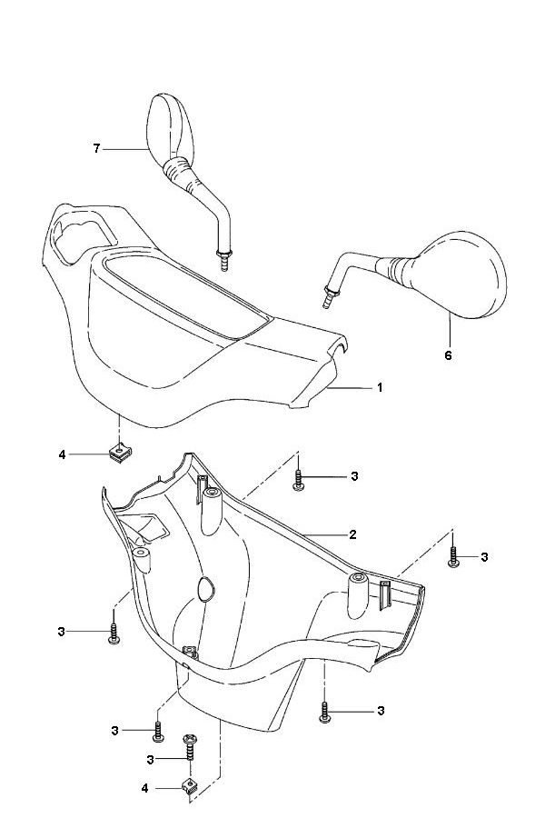 Stuurkappen- Spiegels Yamaha Bw's 2-takt