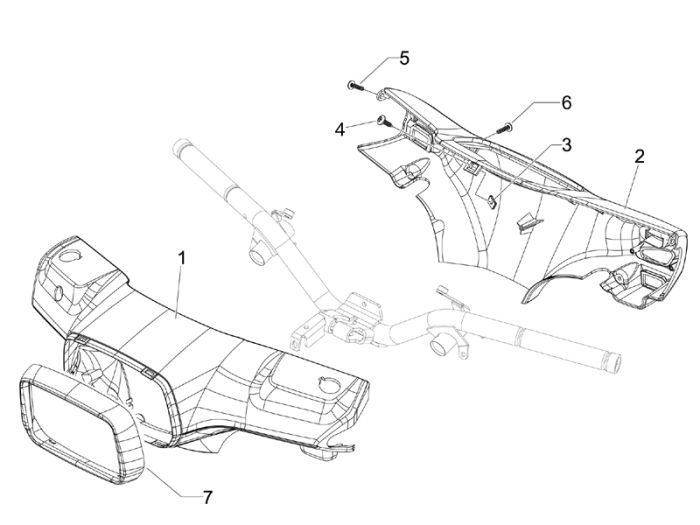 Stuurkappen Vespa S 50 2-takt AC wit monte 544