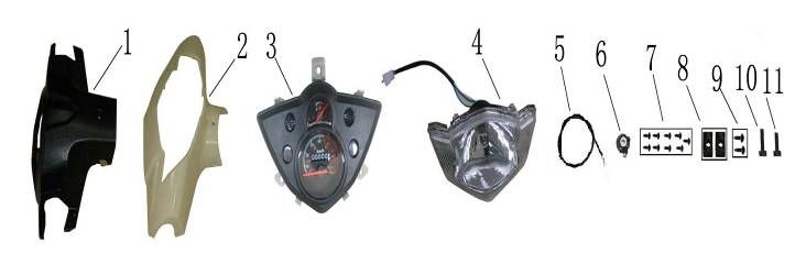 Stuurkappen - Kilometerteller - Cockpit - Koplamp AGM Fly wit