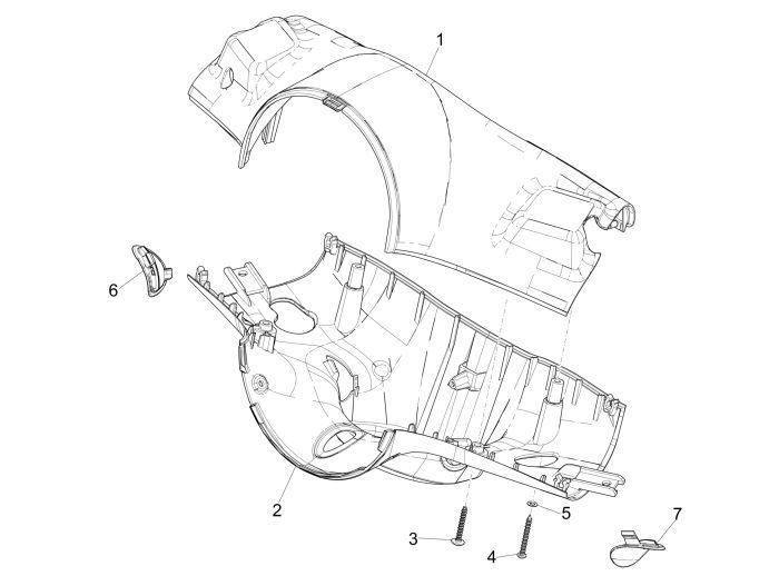 Stuurkappen Vespa Primavera 50 4-takt IGET 3V Euro 4 Zwart 98/A-Stuurkappen Vespa Primavera 4-takt 3VZwart 98/A