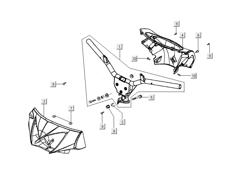 Stuurkappen Kymco Nexxon 50 4-takt donkergrijs