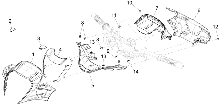 Stuurkappen Piaggio Beverly 300 HPE 4V ABS Euro 5 2021-2022