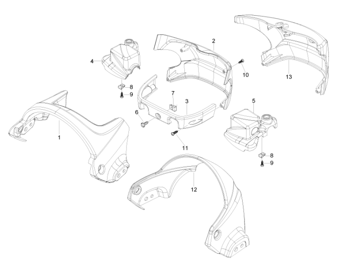 Stuurkappen Piaggio Beverly 500 Euro 3 2007-2012 blauw 222/A