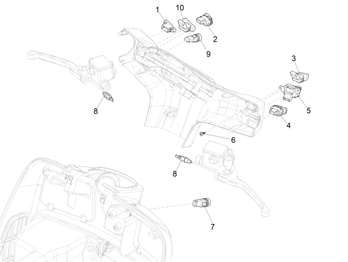 Stuurschakelaars Vespa GTS 125 IE ABS Euro 4 2016-2018