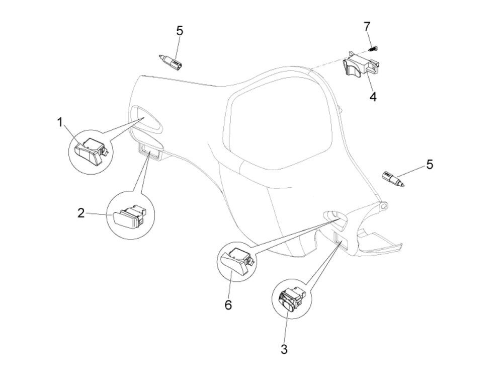Stuurschakelaars Vespa LX 50 4-takt 2V AC 25km/u