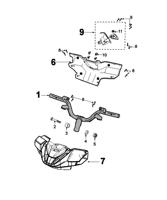 Stuur - Stuurkappen Peugeot Speedfight 4 50 4-takt AC Zwart