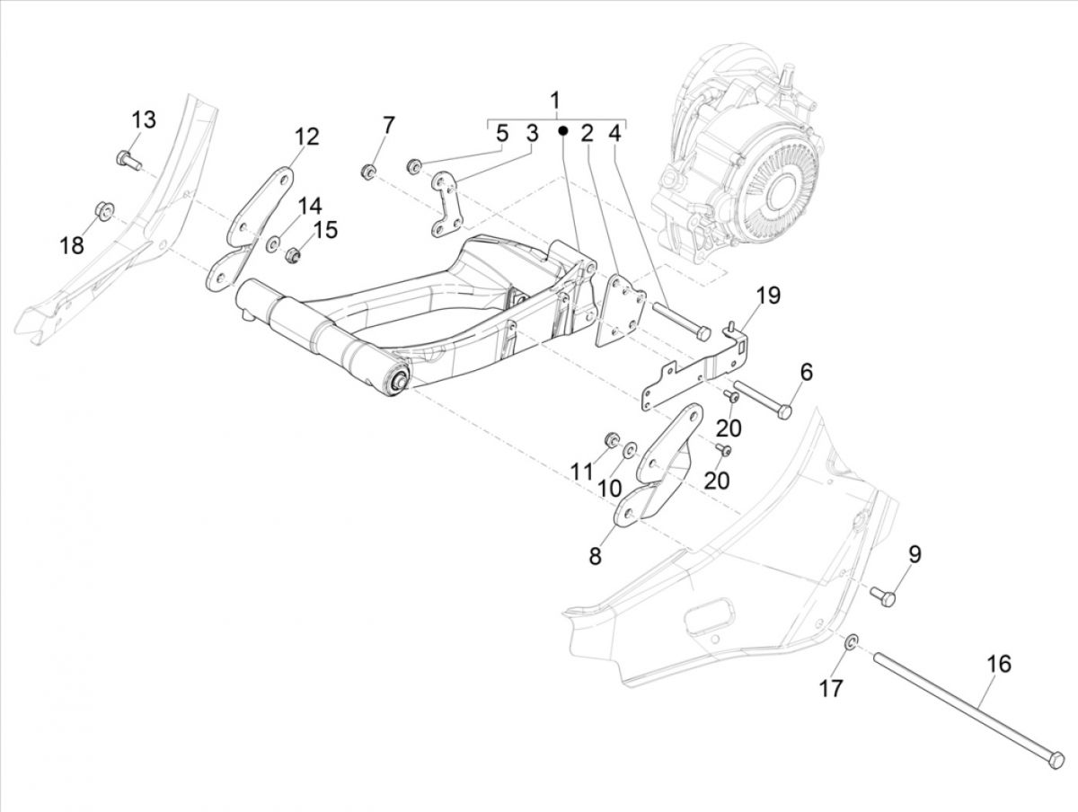 Motorophanging Vespa Elettrica 25km/u SCH Euro 5 2021