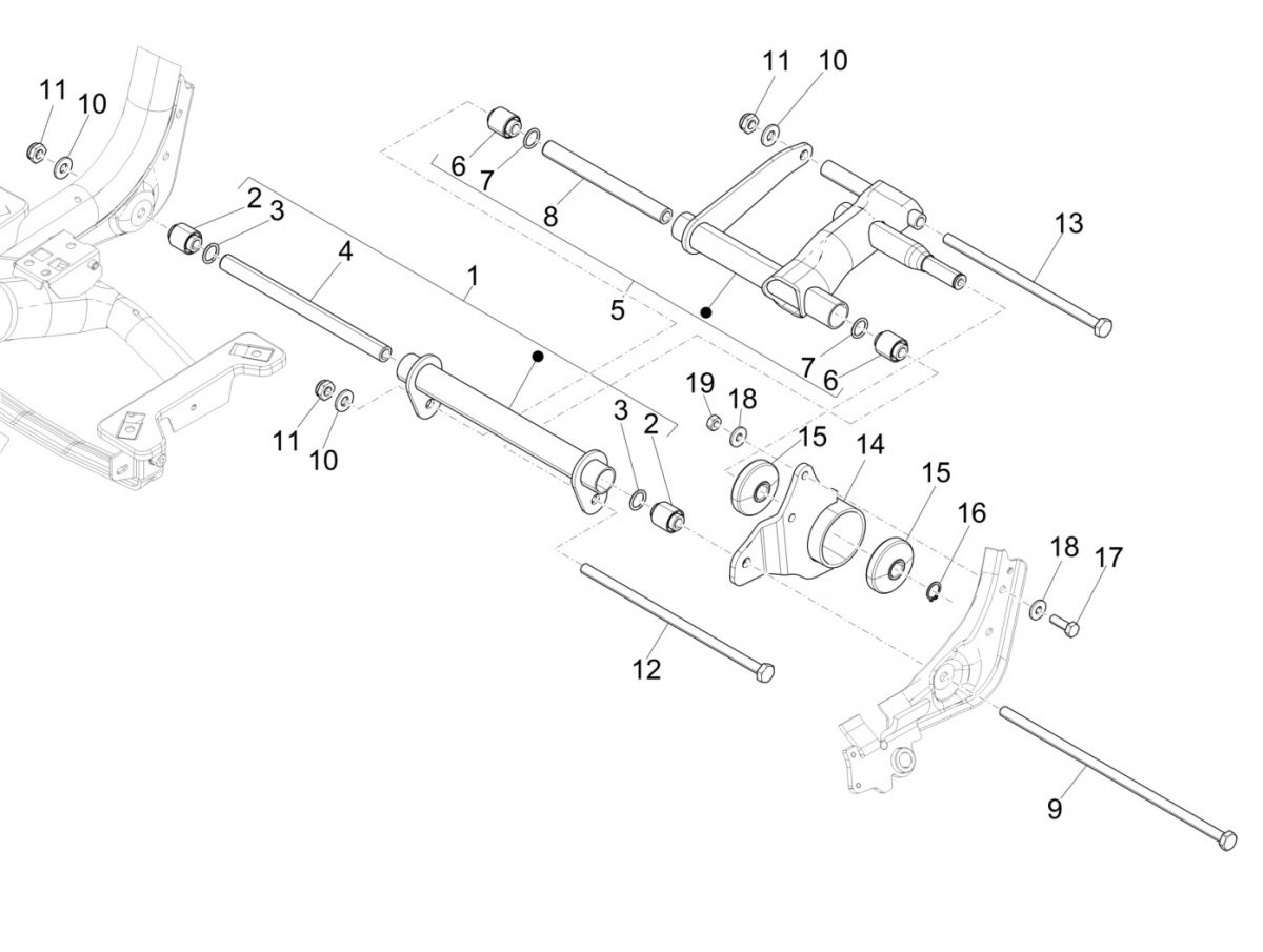 Motorophanging Piaggio Medley 125 IE ABS Euro 4 2016-2019