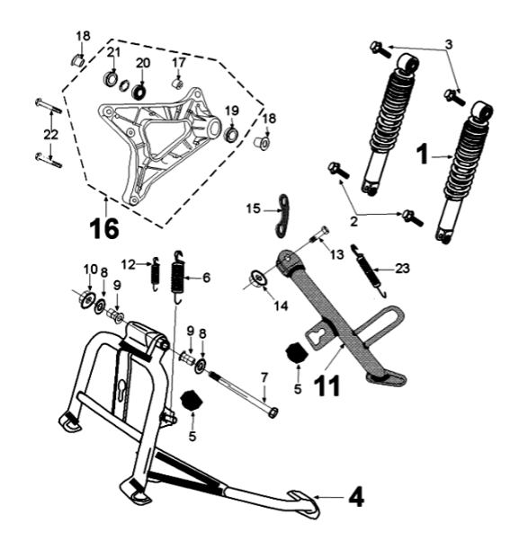 Suspension and stand Peugeot Tweet 125 EFI YO N SBC E4 2018-2020