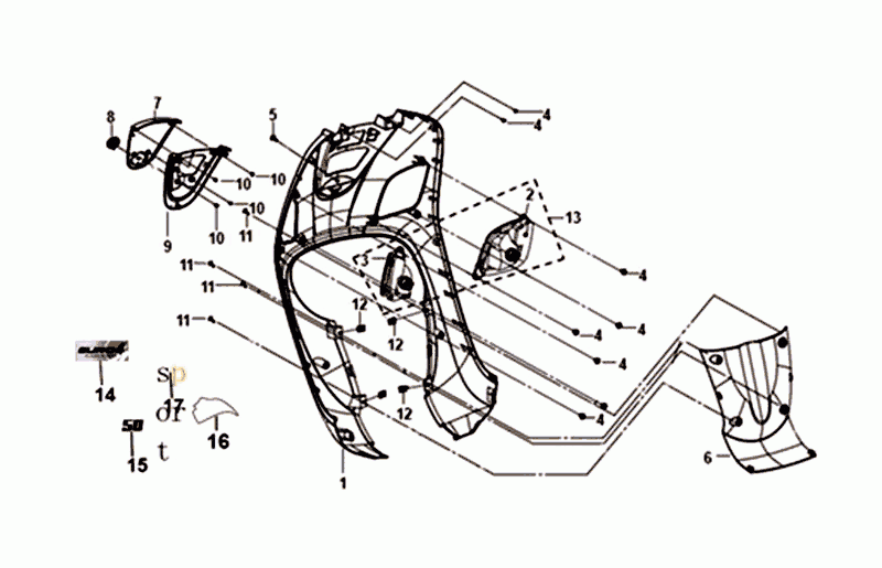 Voorkap - Knipperlichten voorzijde Sym Fiddle III mat brown (BR-497U)