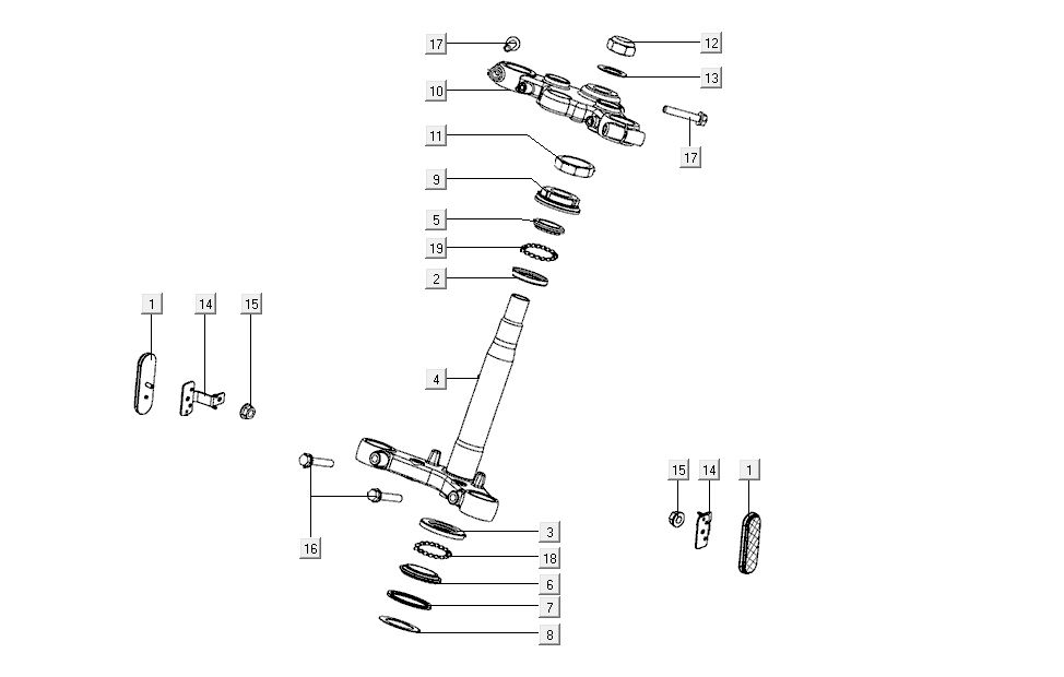 Kroonstuk - Balhoofdstel Kymco K-Pipe 4-takt Wit