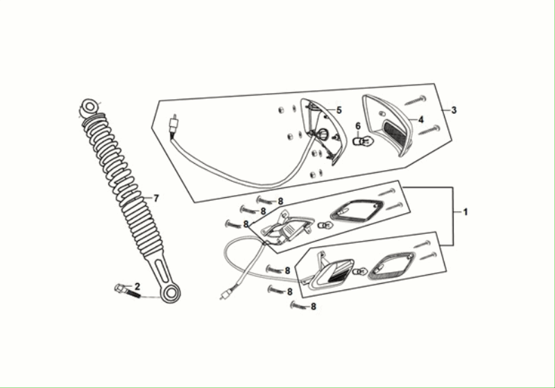 Schokbreker - Achterlicht - Knipperlichten achterzijde Sym Fiddle ll Euro 5