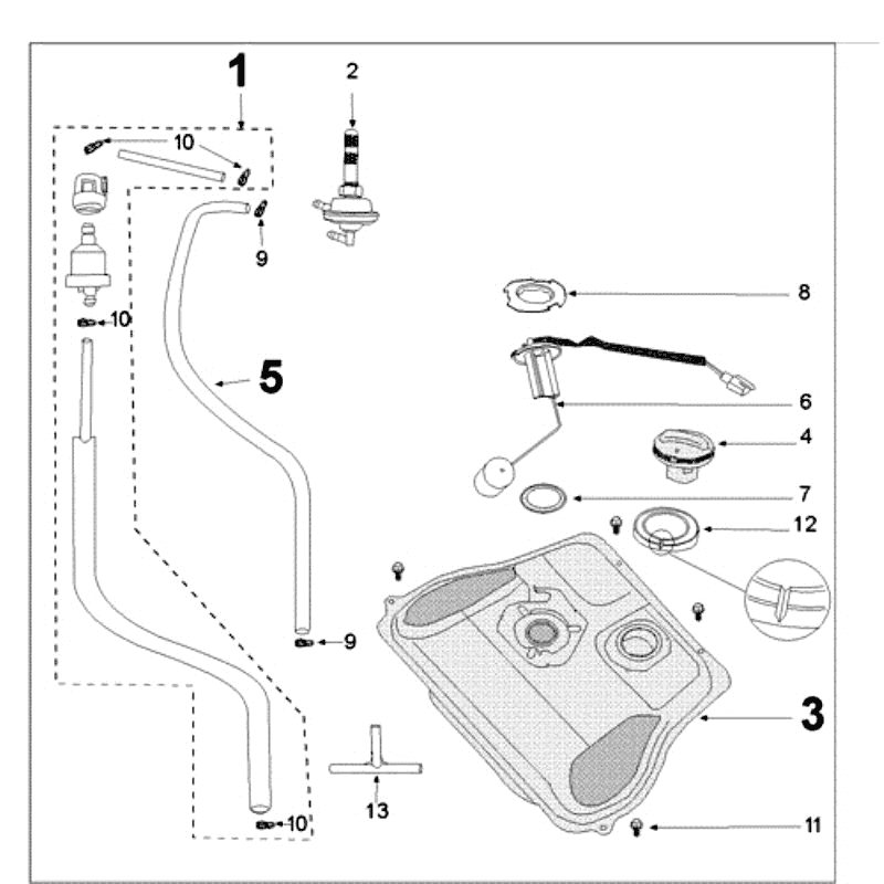 Benzinetank - Benzinepomp Peugeot Tweet old matgrijs