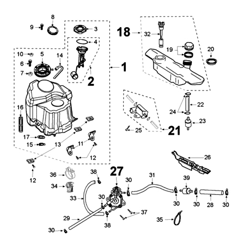 Benzinetank - Benzinepomp Peugeot Jet Force 50 2-takt LC zwart