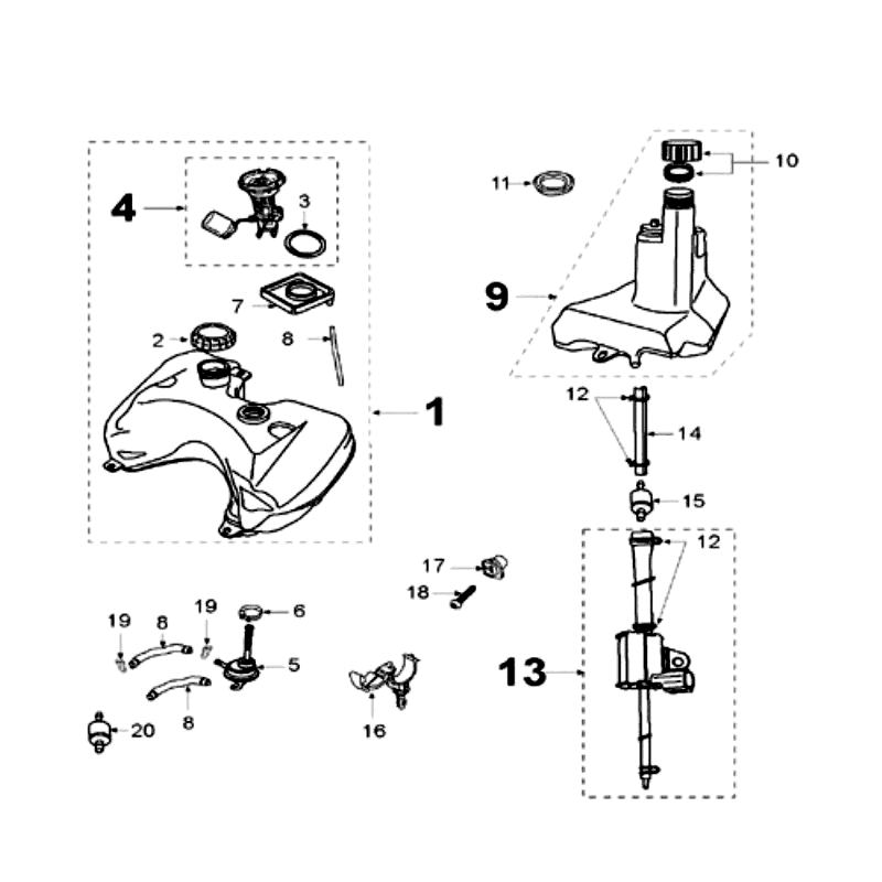 Benzinetank - Vacuümkraan Speedfight 2 LC zilver