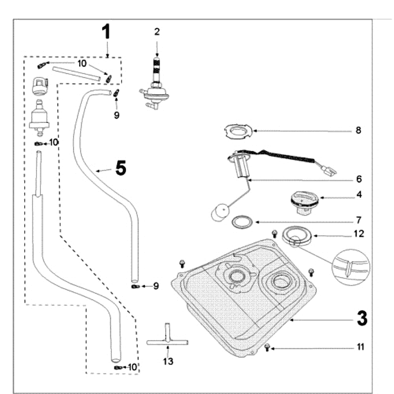 Benzinetank - Benzinepomp Peugeot Tweet old matzwart