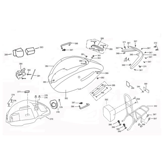 Motorschermen - Achterdrager China Grande Retro antraciet