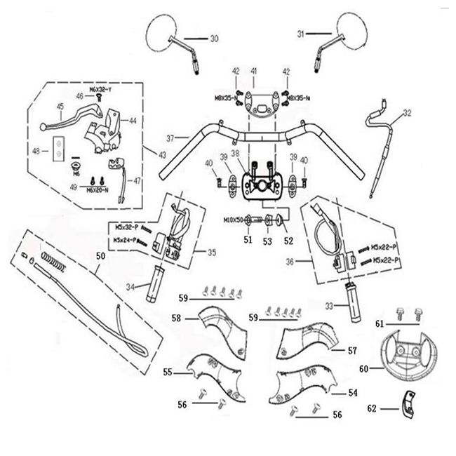 Stuur - Onderdelen stuur China Joy / Legend