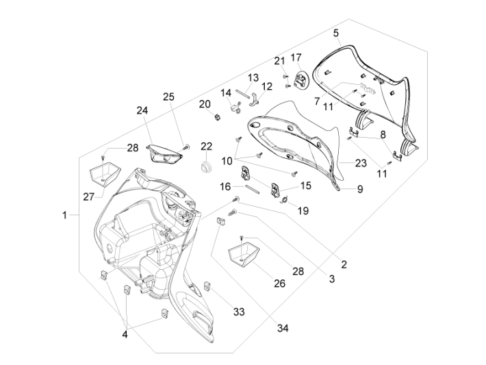 Beenschild Piaggio Beverly 500 Euro 3 2007-2012 blauw 222/A