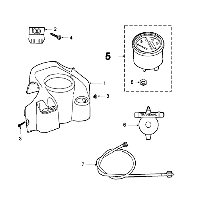 Kilometerteller - Kilometertellerkabel - Kilometertelleraandrijver Grimeca Peugeot Fox rood