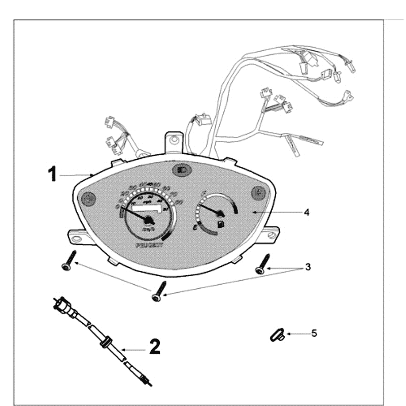 Kilometerteller - Cockpit Peugeot Tweet old zilvergrijs