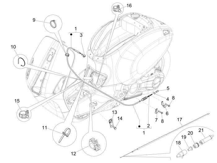 Kabels Vespa Primavera 50 2-takt AC