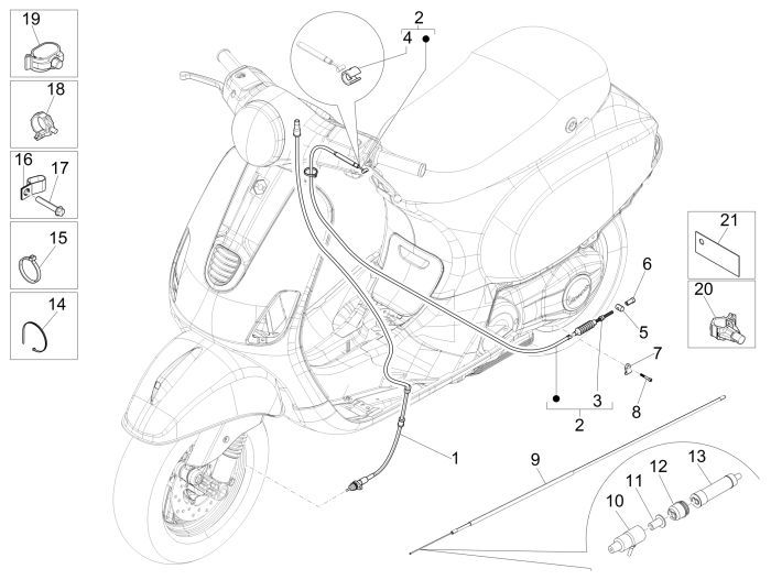 Kabels Vespa LXV 50 2-takt