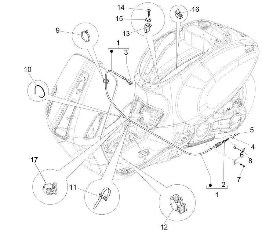 Achterremkabel Vespa Primavera 125 3V IE ABS