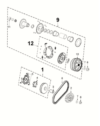 Transmission Peugeot Django 125 EFI E5 2021-2022