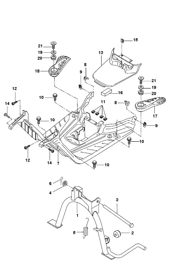 Treeplank - Middenstandaard Yamaha Bw's 2-takt