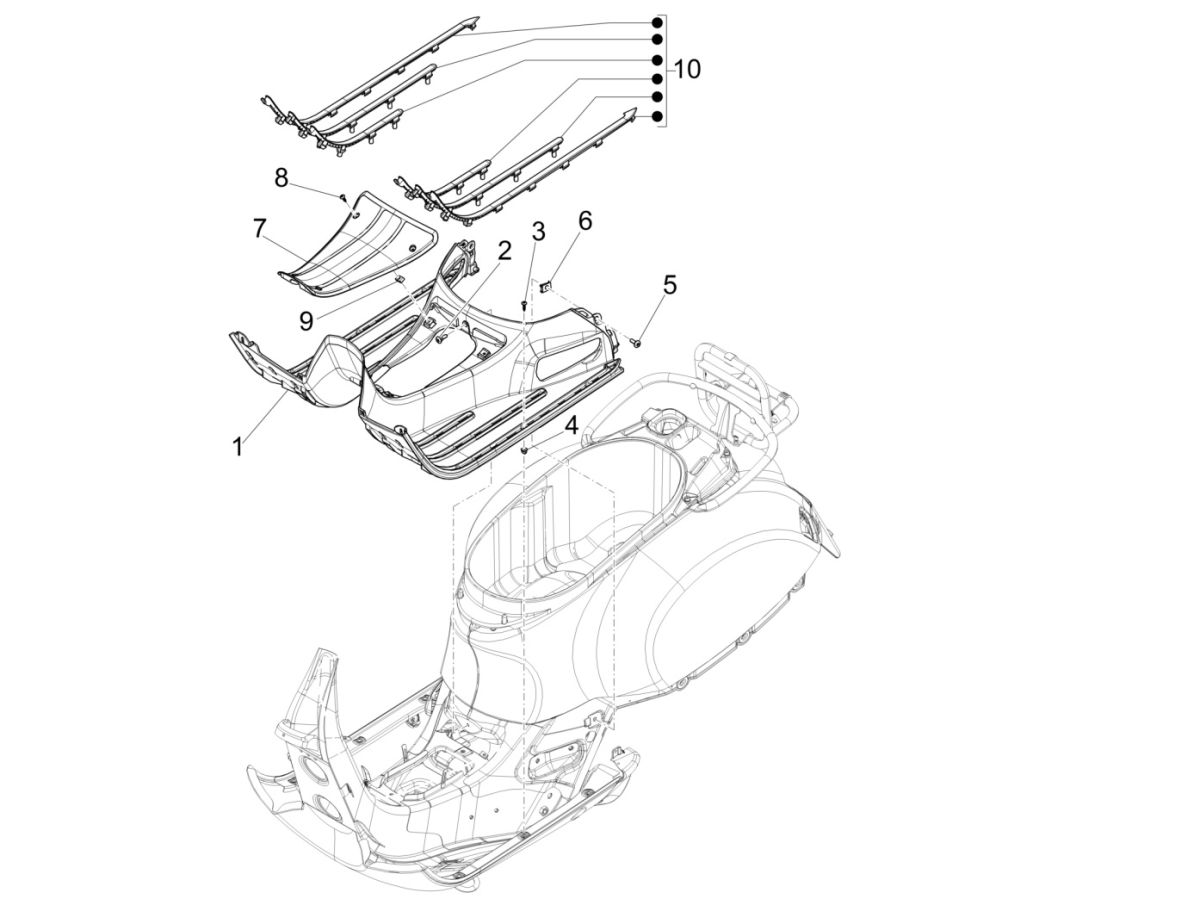 Treeplank Vespa GTS 125 IE ABS Euro 4 2016-2018