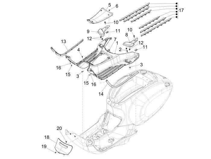 Treeplank Vespa Sprint 50 4-takt IGET 3V Euro 4 wit fusion 544