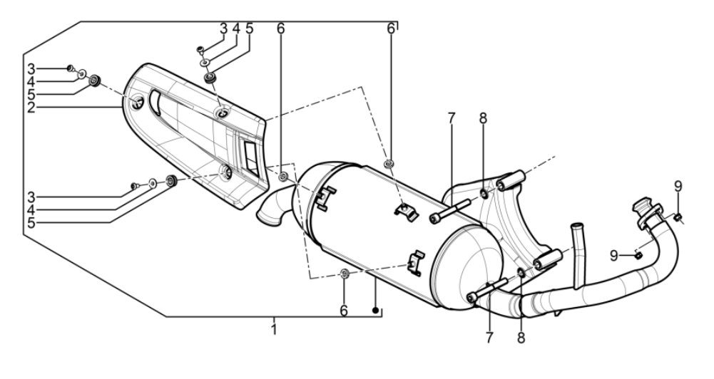 Uitlaat Piaggio Typhoon 50 2-takt Euro 3 2011