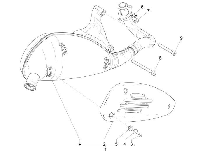 Uitlaat Vespa Primavera 50 4-takt 2V 25km/u