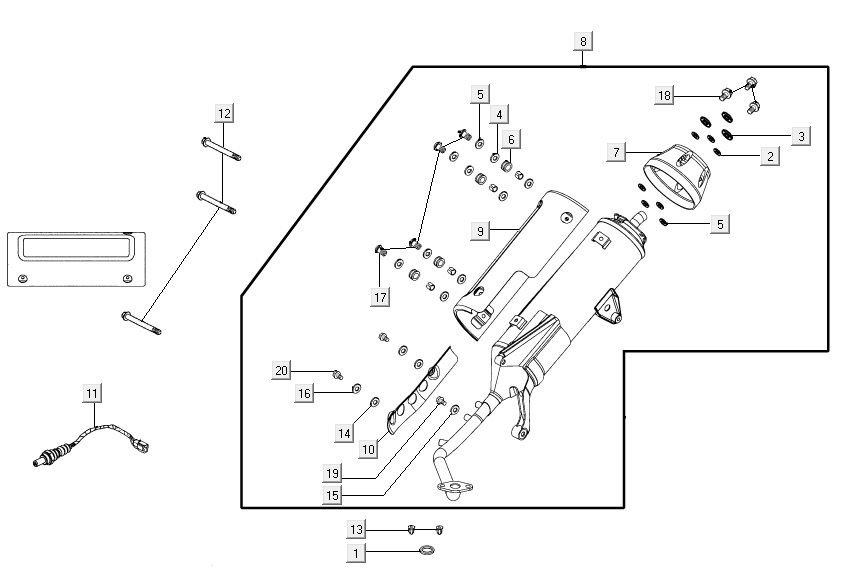 Uitlaat Kymco Agility 16+ 200i Mat Metallic Silver