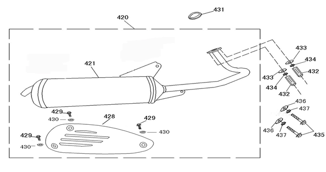 Uitlaat China Star 50 creme groen