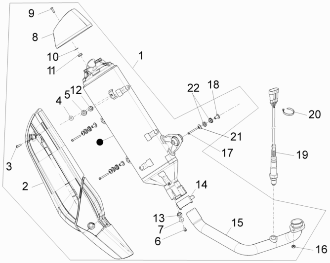 Uitlaat Piaggio Beverly 350 Sport Touring Euro 3 2013-2014
