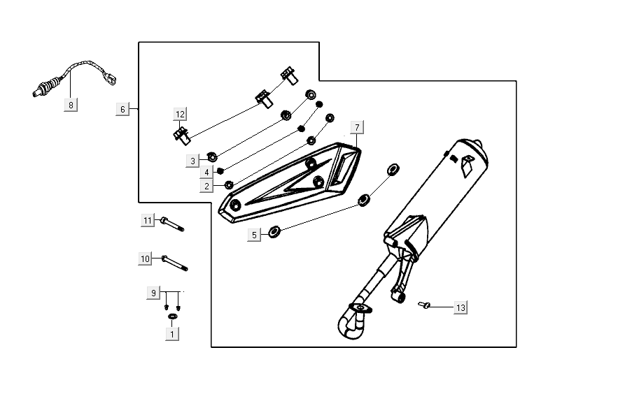 Uitlaat kymco Agility FR 12' 4-takt Euro 4 zwart