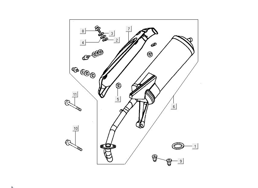 Uitlaat Kymco Sento 50 4-takt Zwart