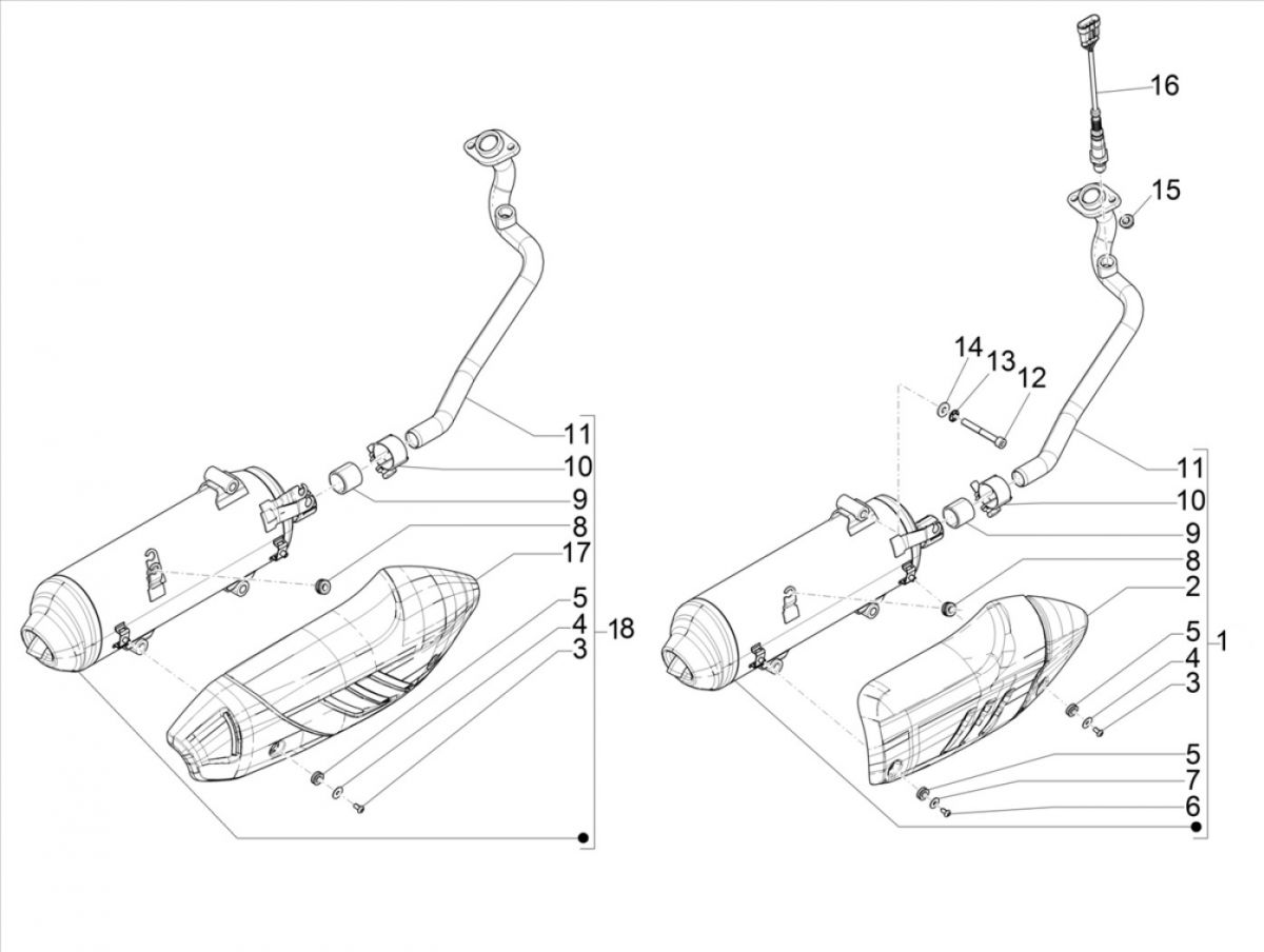 Uitlaat Piaggio Medley 125 IE ABS Euro 4 2016-2019