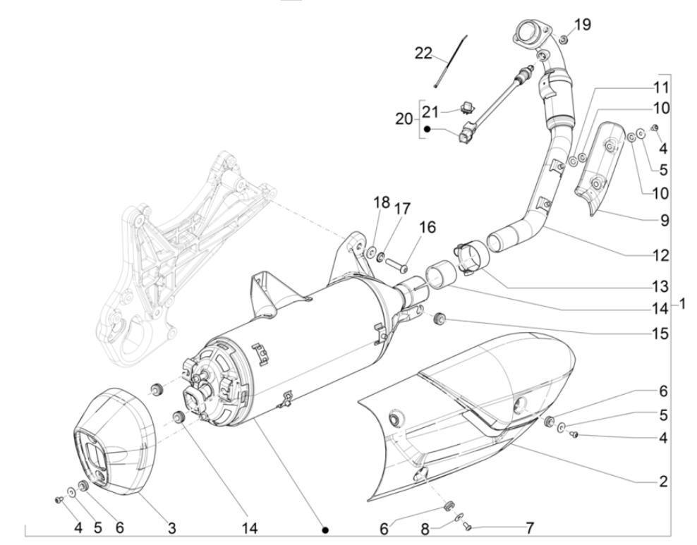 Uitlaat Piaggio Beverly 300 HPE 4V ABS Euro 5 2021-2022