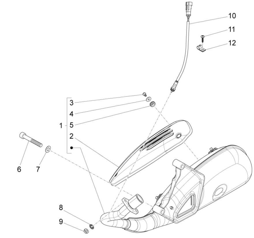 Uitlaat Piaggio Fly 125 IE 4-takt 3V Euro 3