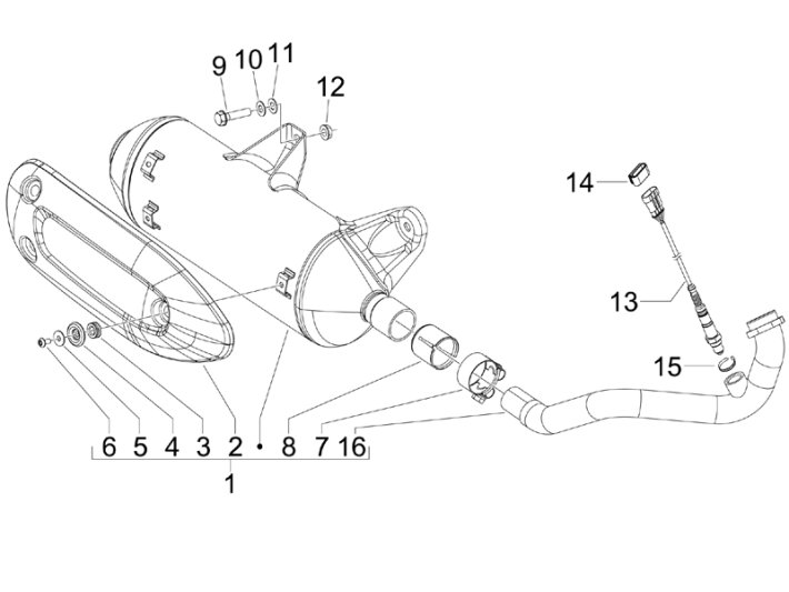 verlamming Slijm definitief Uitlaat Piaggio MP3 300LT Sport 2009-2014