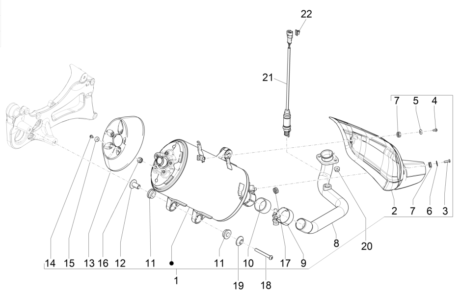 Uitlaat Piaggio MP3 350 Maxi Sport ABS Euro 4 2018-2020